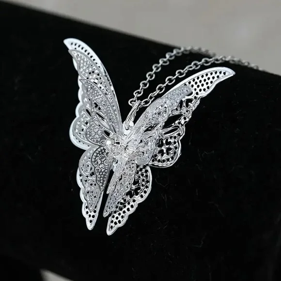 Silver-Tone Butterfly Necklace - Picture 3 of 5